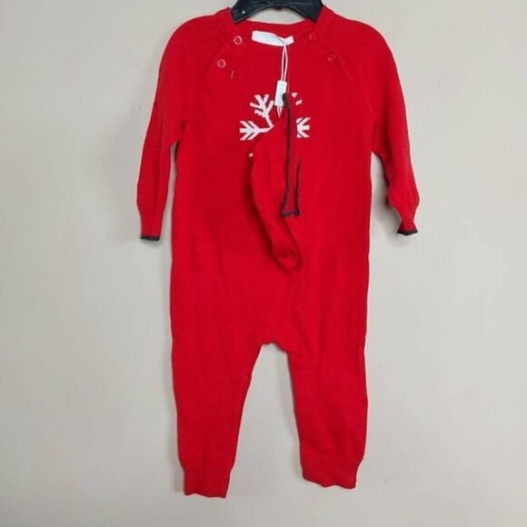 𝅺FIRSTS By Petit Lem One Piece W/ Hat Unisex Sleeper BNWOT Holiday Xmas - Picture 1 of 7